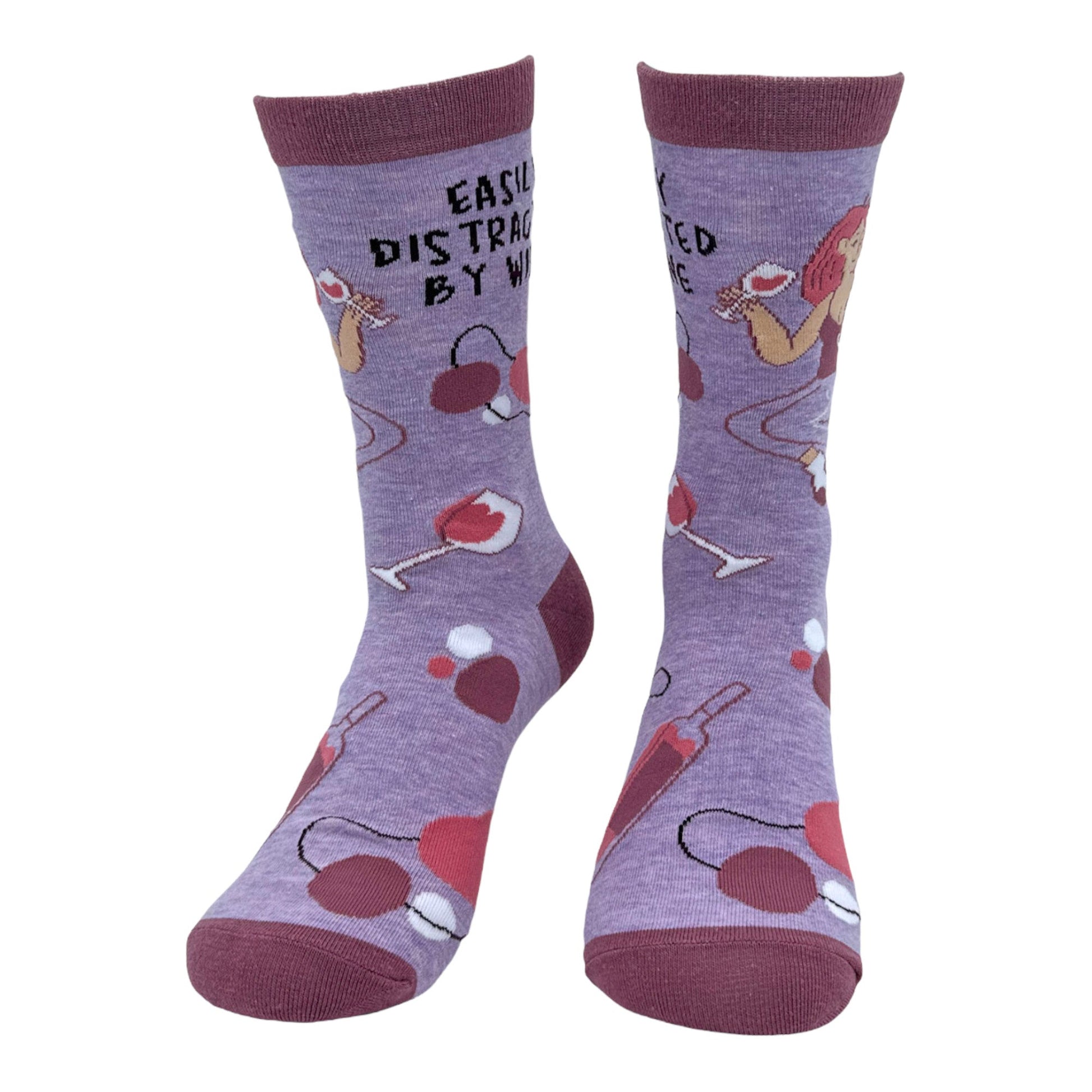 Women's Easily Distracted By Wine Socks