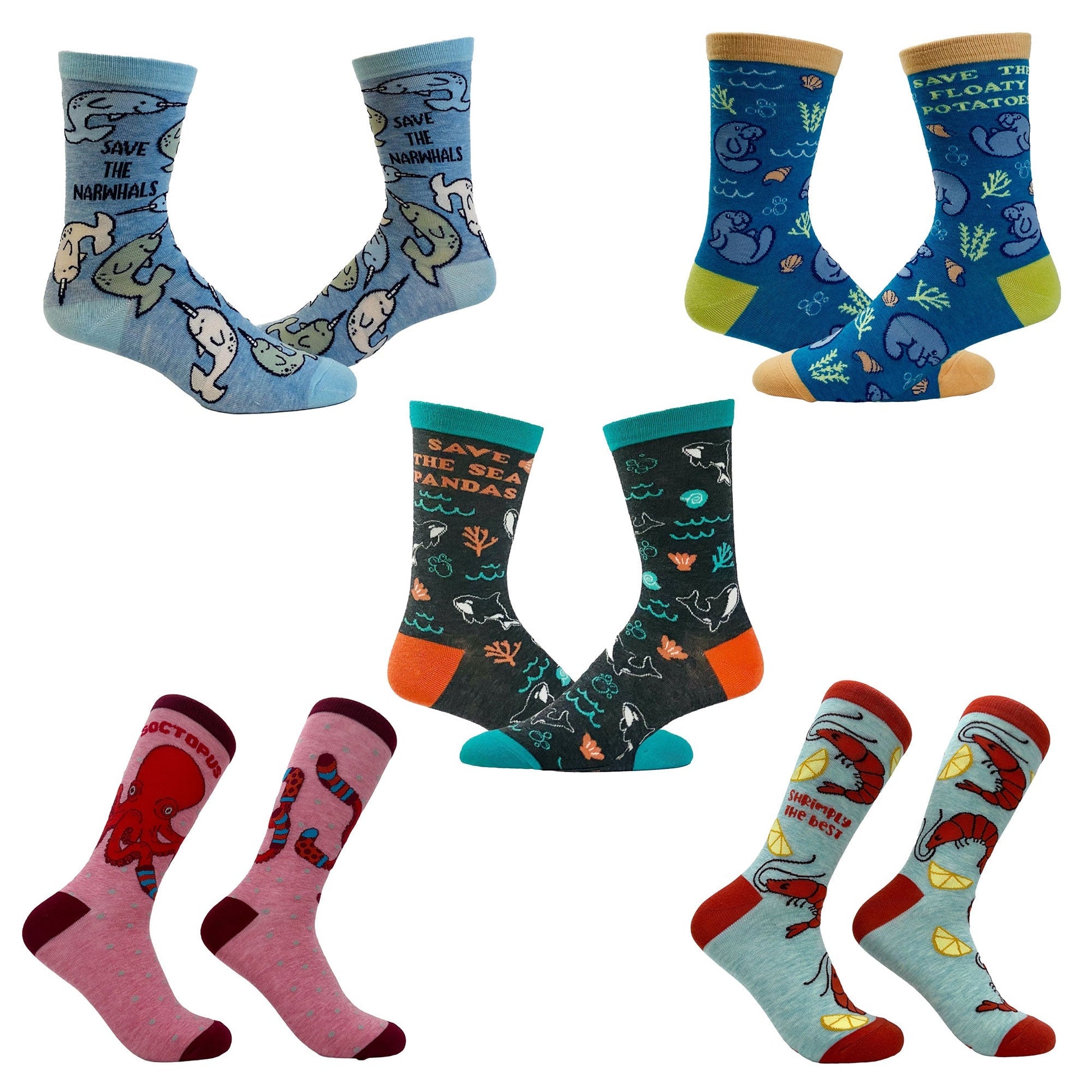 Womens Ocean Animal Sock 5 Pack Socks