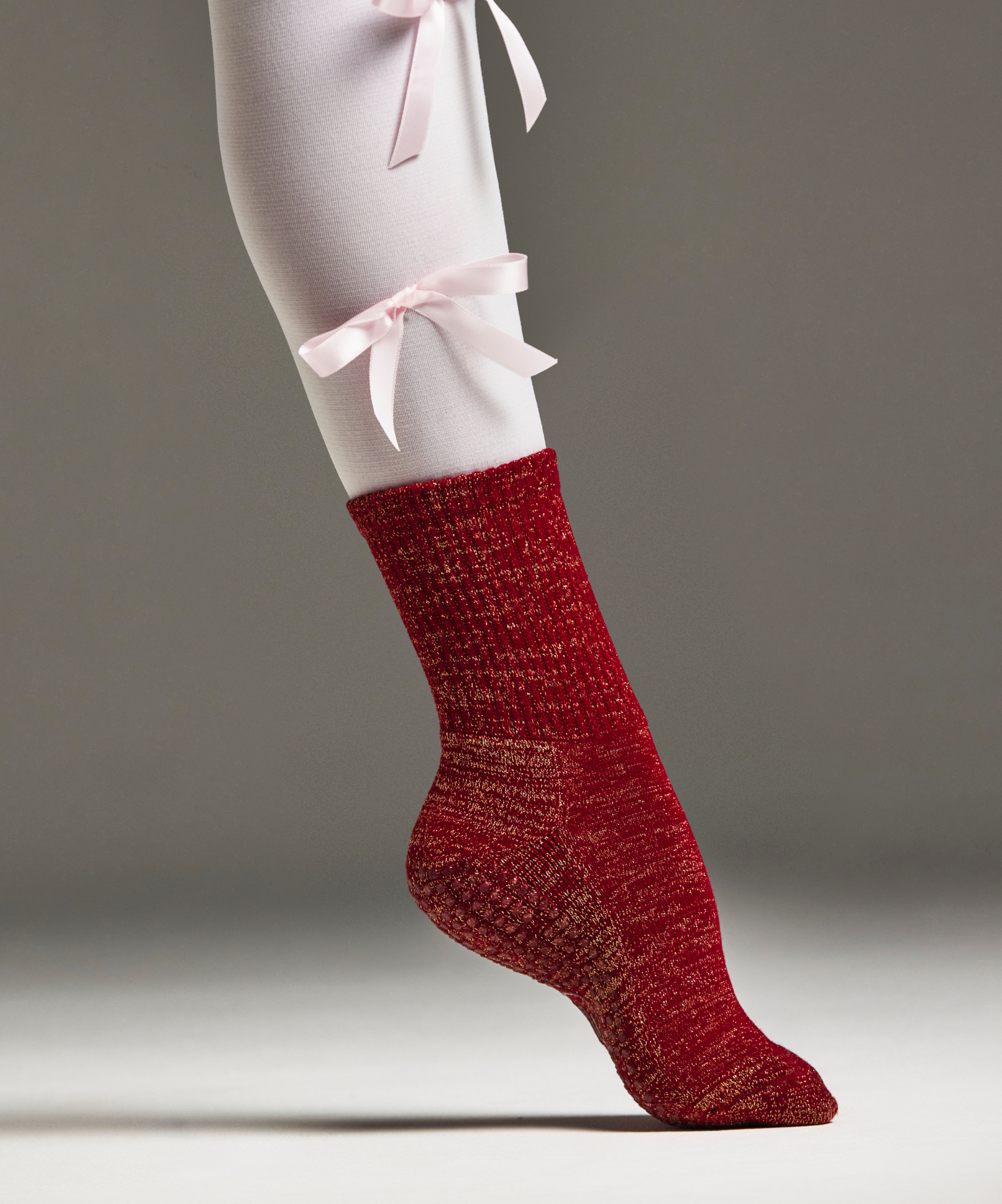 Crew Non Slip Grip Socks - Tinsel Ruby