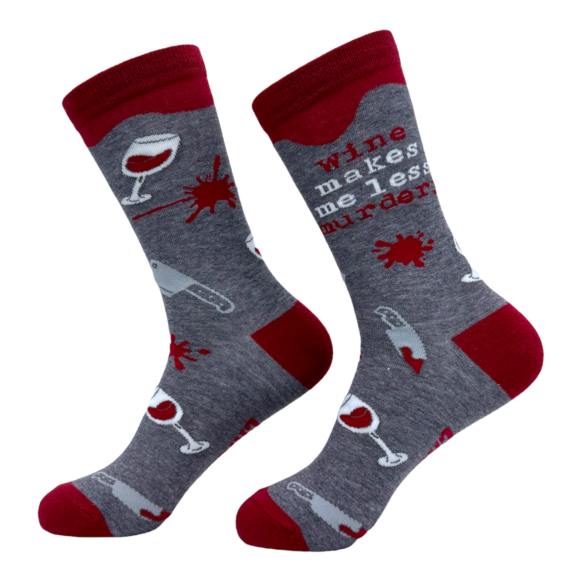 Women's Wine Makes Me Less Murdery Socks