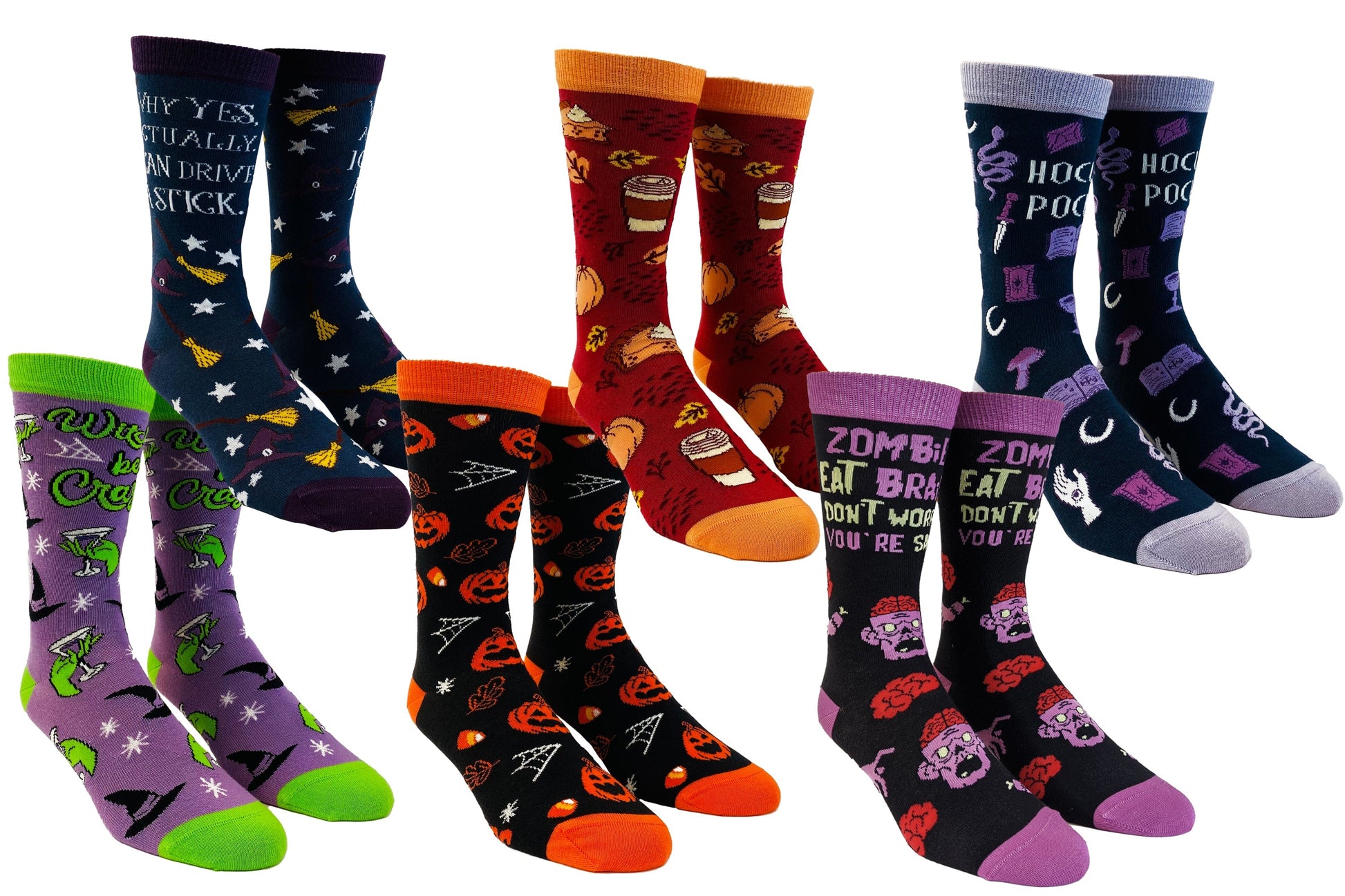 Womens Halloween Sock Bundle Funny 6 Pack of Spooky October Girls Footwear