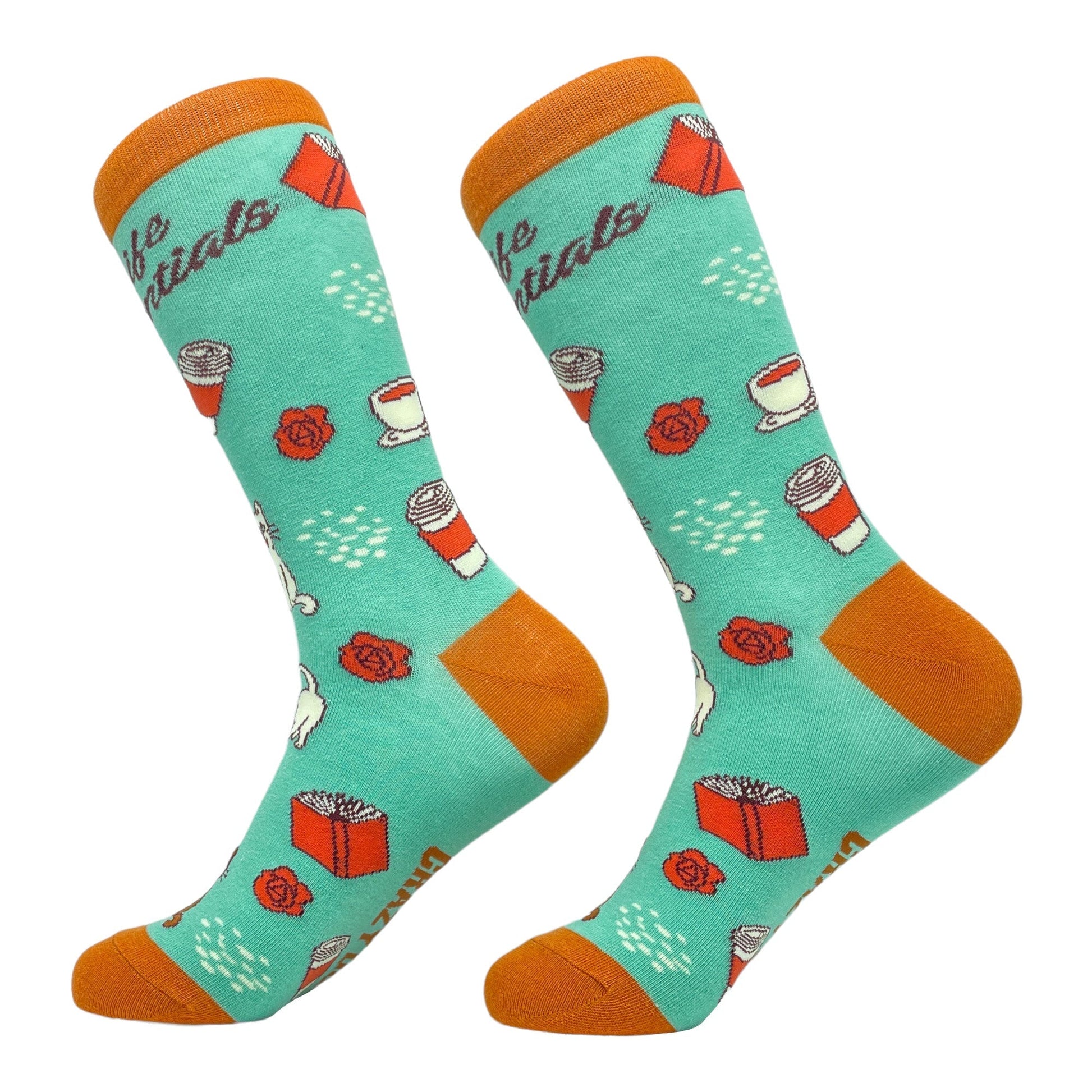 Womens Cats Coffee Books Life Essentials Socks