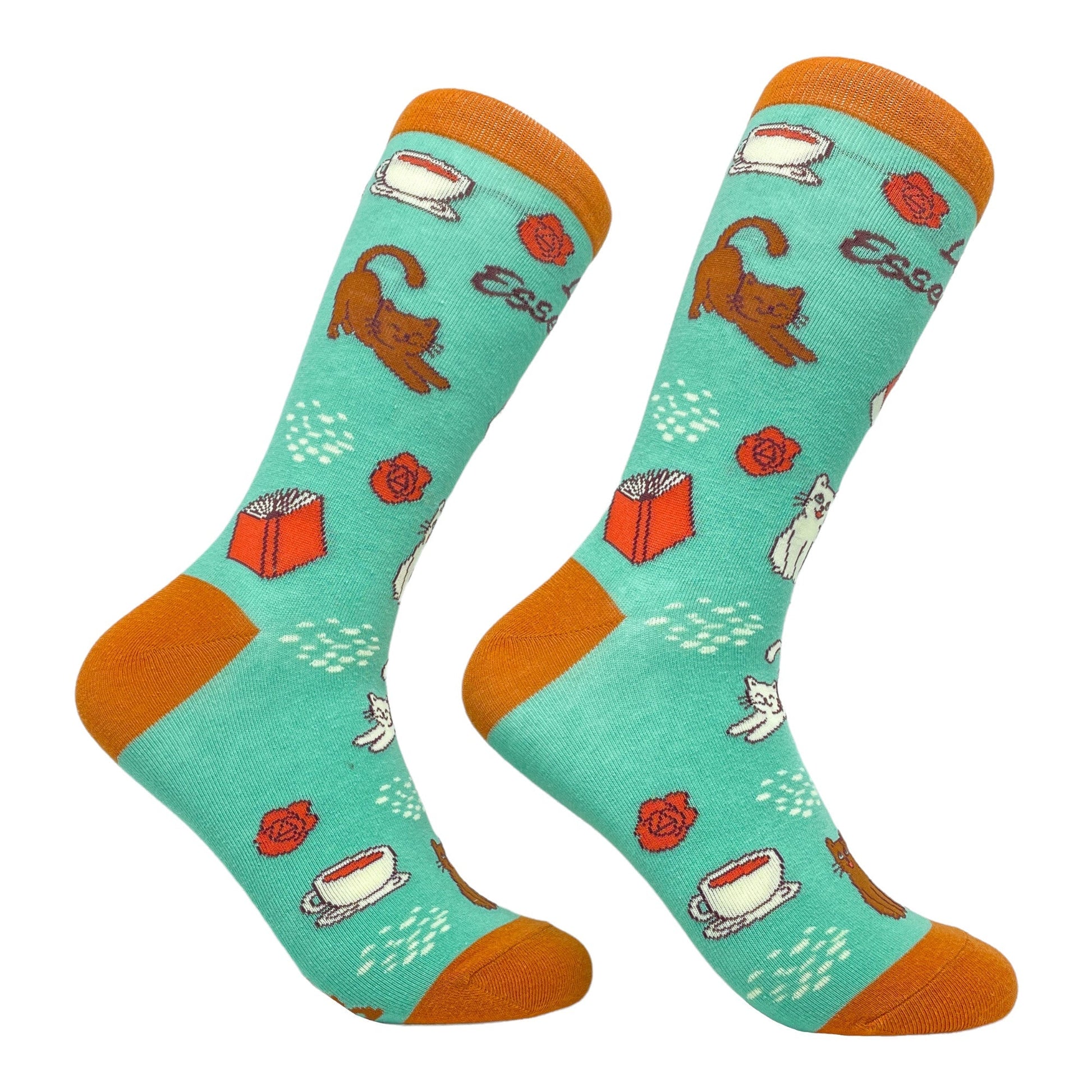 Womens Cats Coffee Books Life Essentials Socks