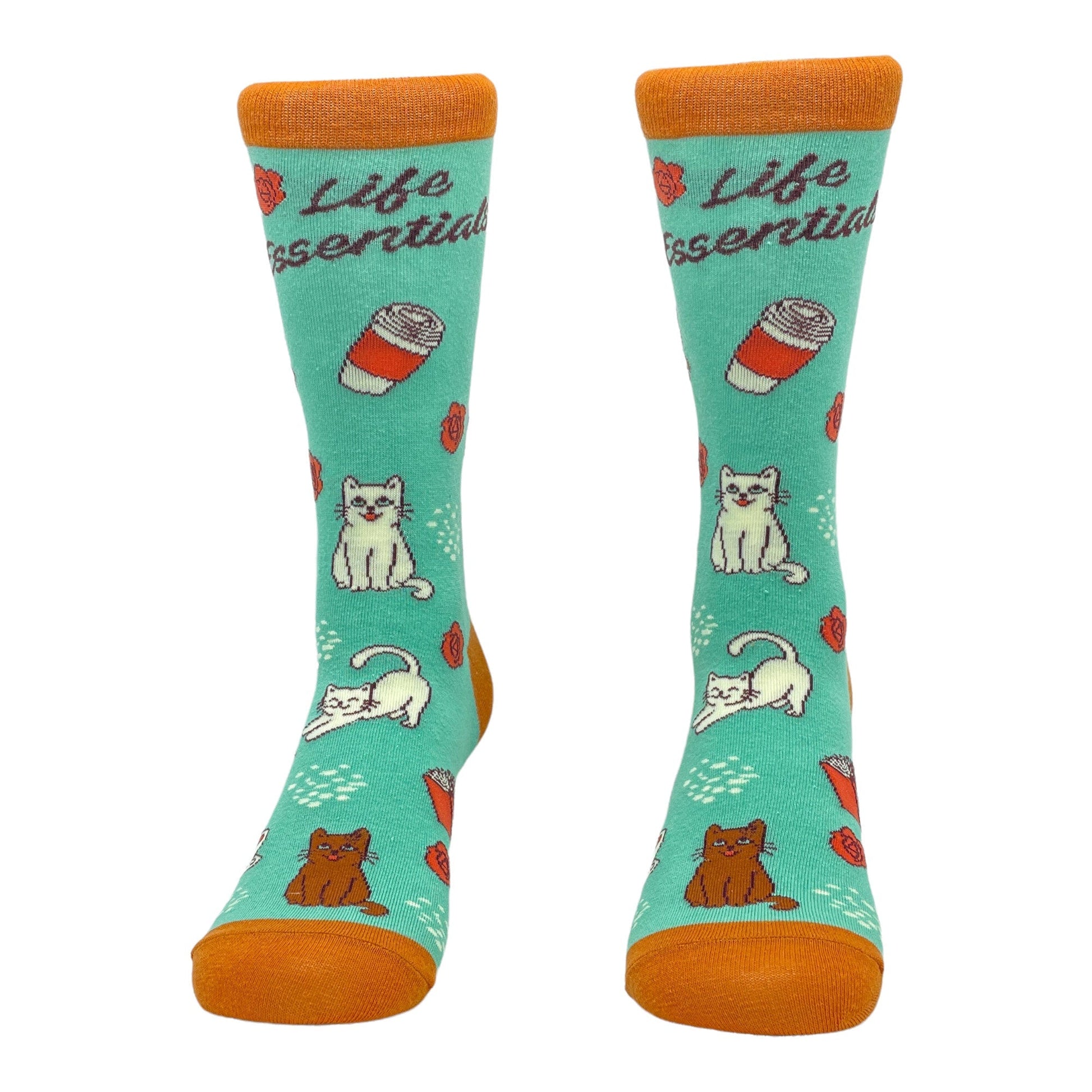 Womens Cats Coffee Books Life Essentials Socks